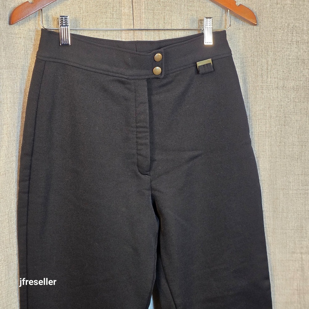 Vintage Edelweiss Schoeller Wool Blend Stirrup Ski Pants Black Womens 10 USA 80s - Picture 2 of 8